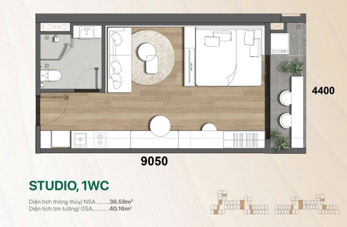 Căn Studio The Emerald Garden