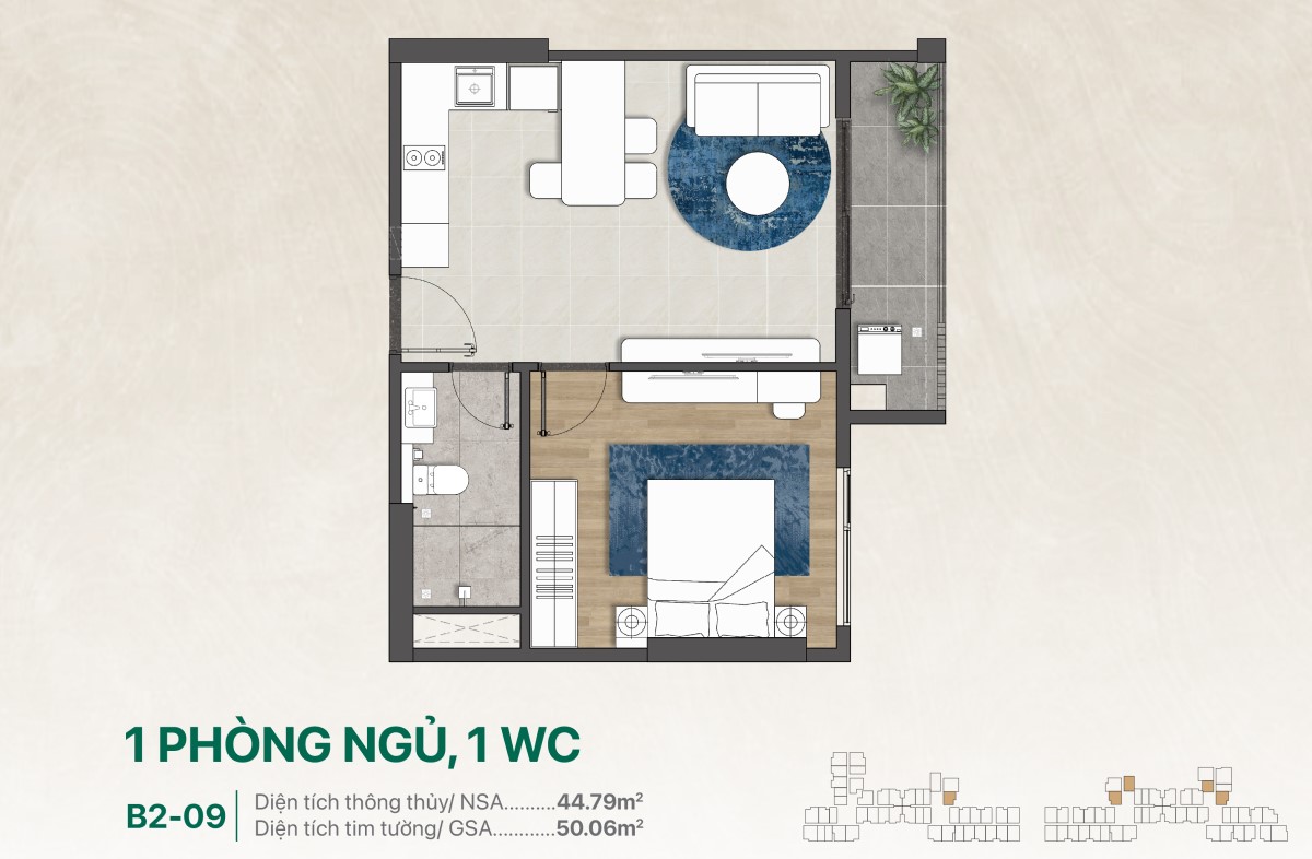 Giá The Emerald Garden Căn B1-09_1pn,1wc